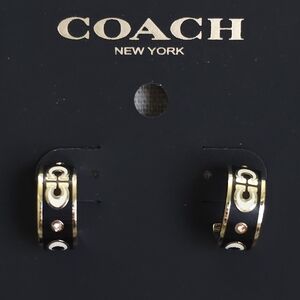 Coach Siganture Enamel Huggie Earrings